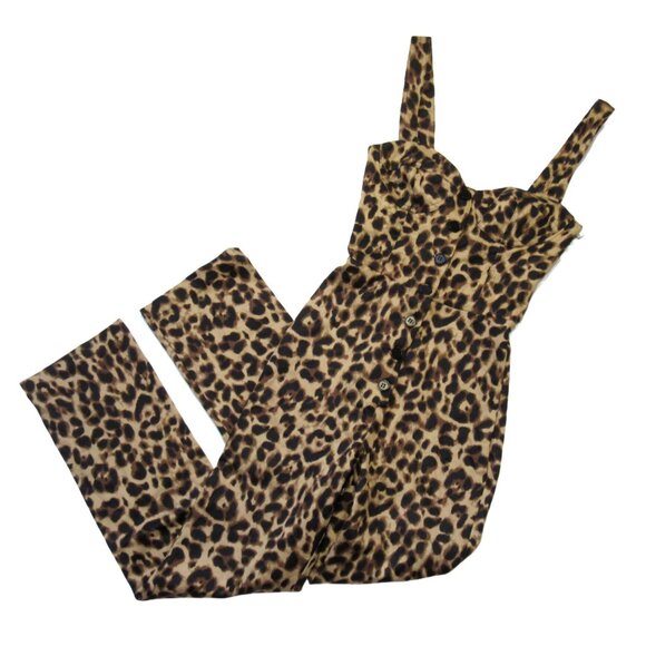 NWT Reformation Jamie Jumpsuit in Leopard Stretch Twill Button Front 1-Piece 0 - Picture 4 of 8